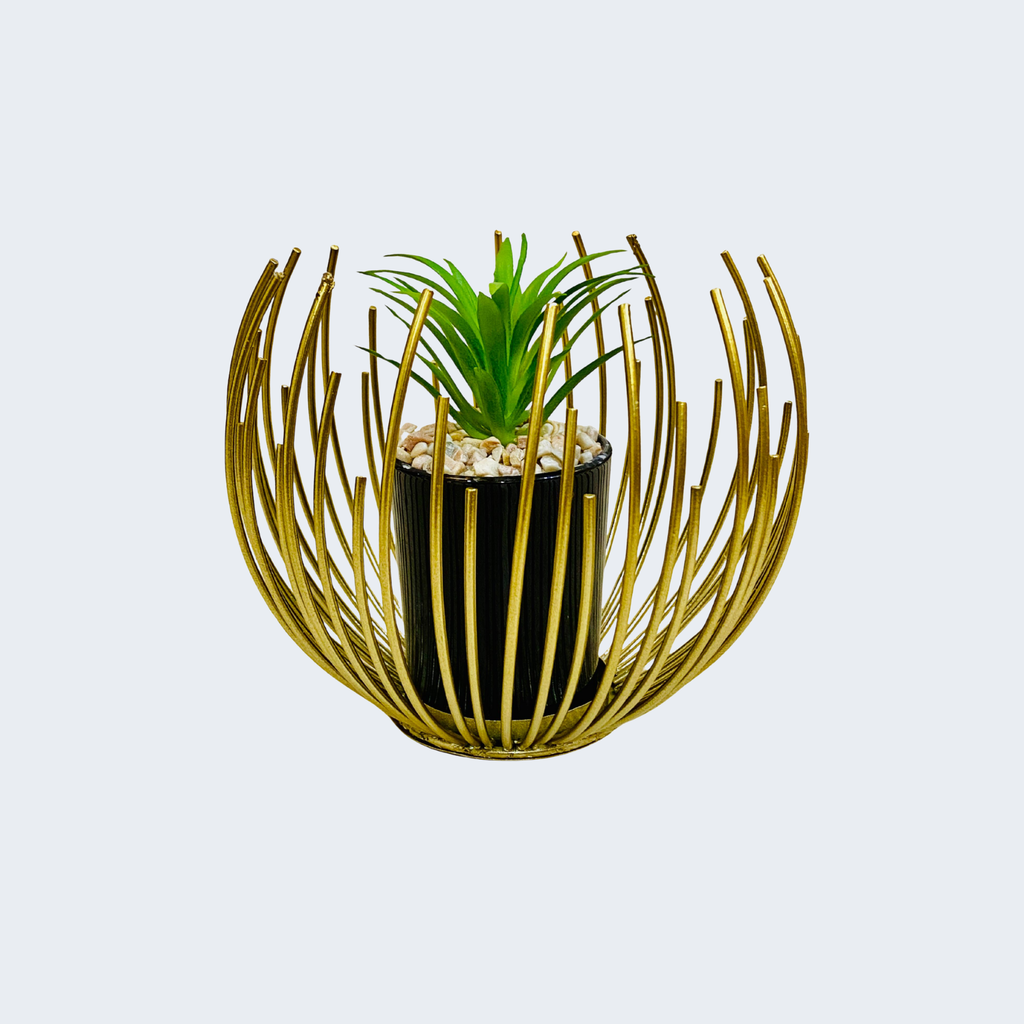 Artificial Plant with Metal Bowl
