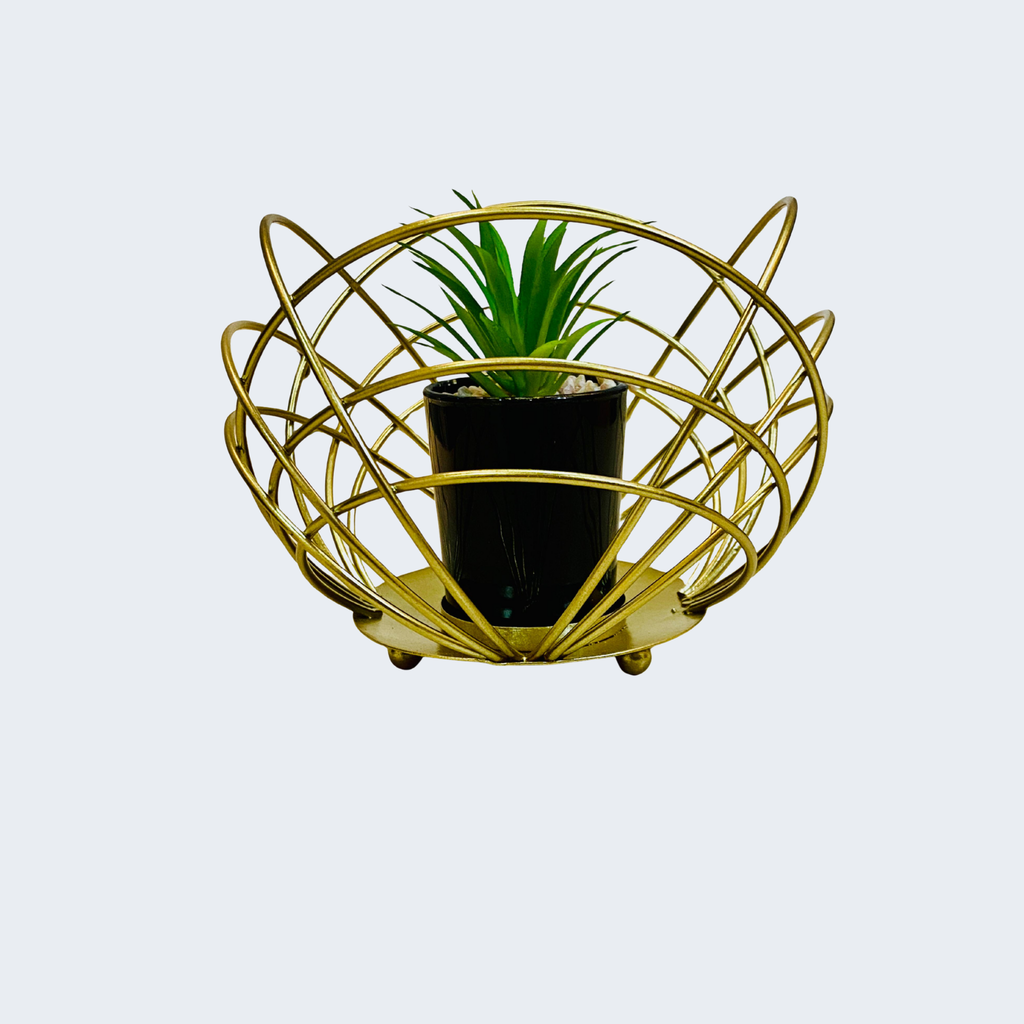 Artificial Plant with Metal Bowl