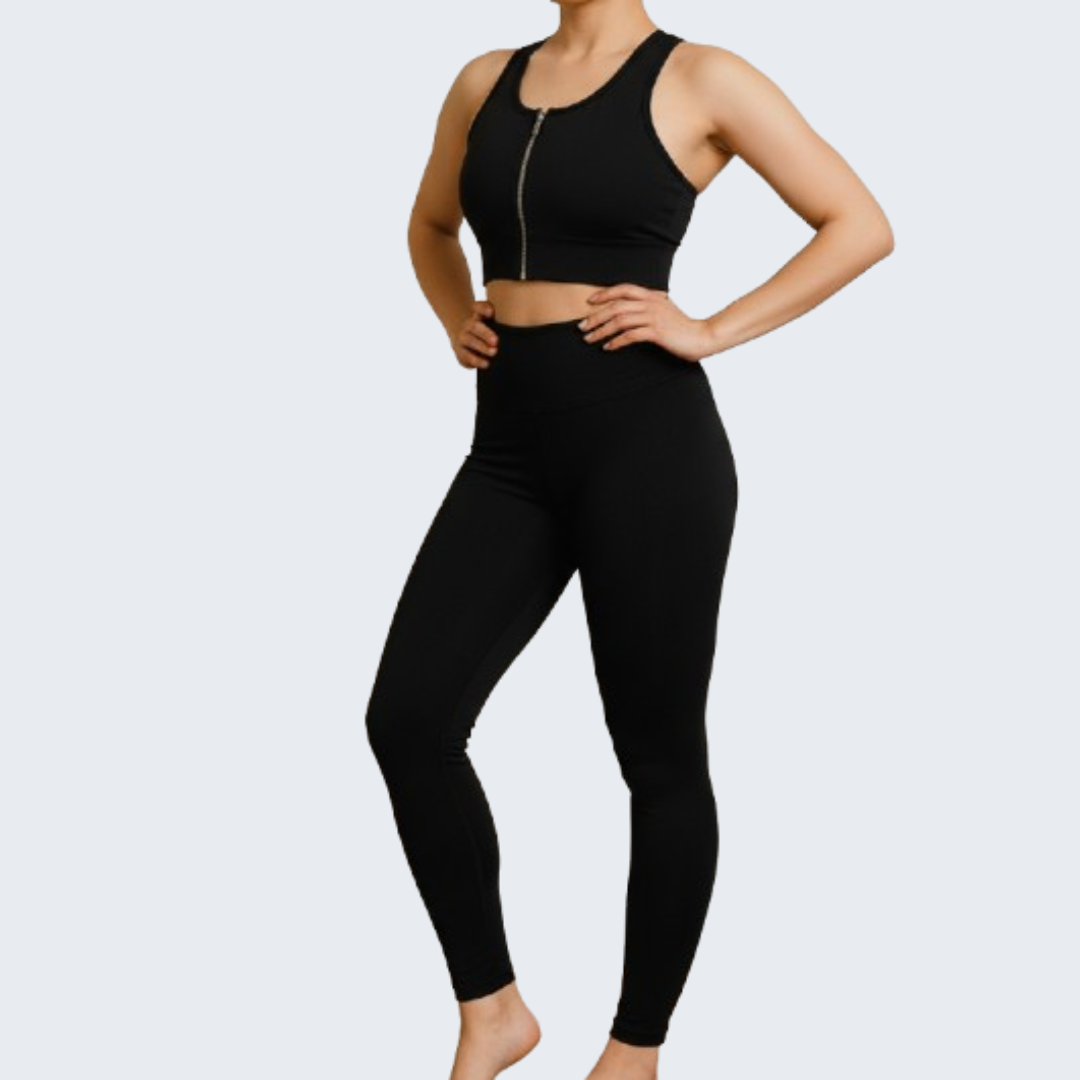 Women’s  Zip-Up Sports Bra & High-Waist Leggings Set