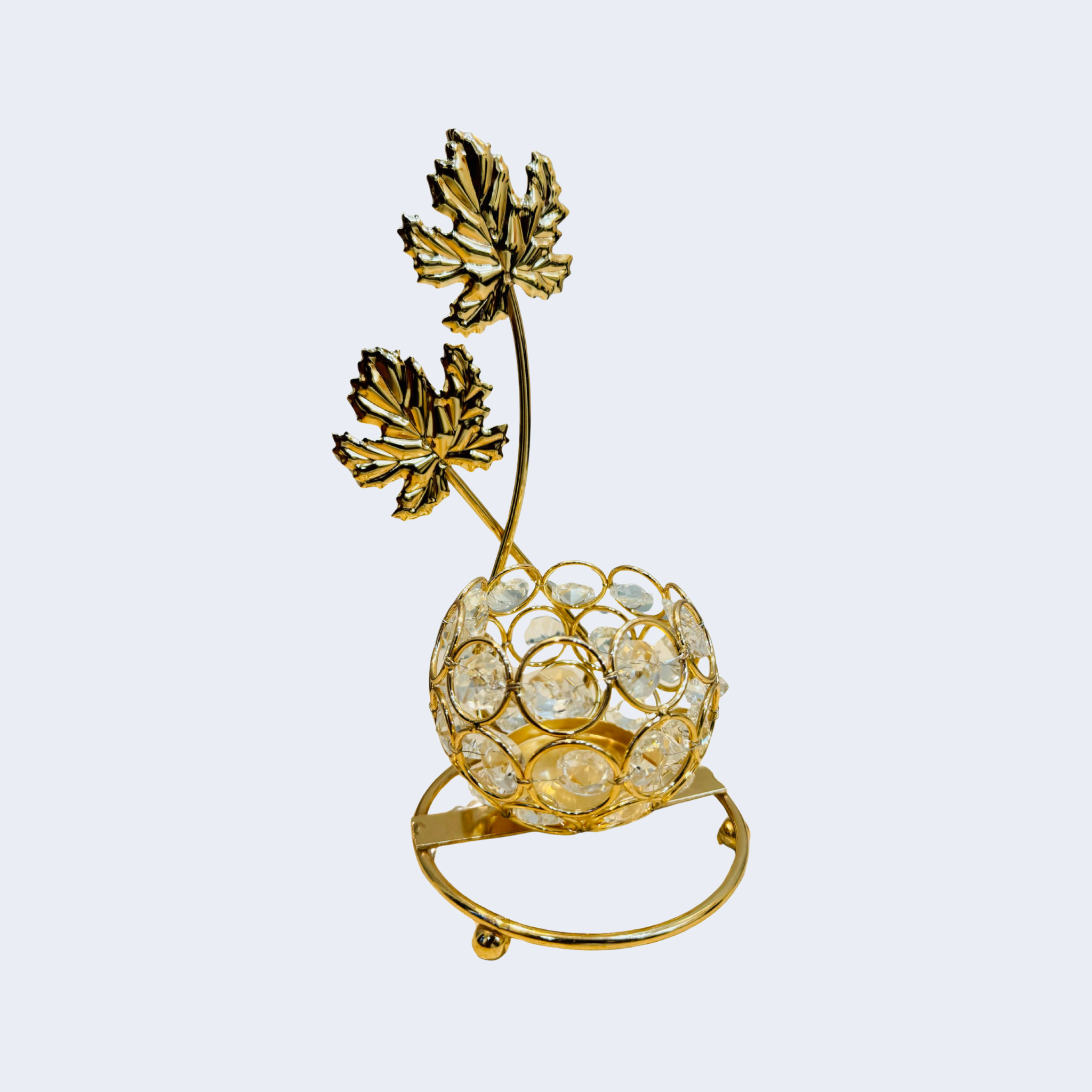 Elegant Golden Crystal Candle Stand